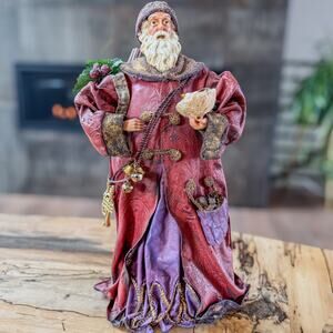 Old World Clothtique Woodland Santa Claus w Nest, TreeTop/Tabletop Holiday-18”H